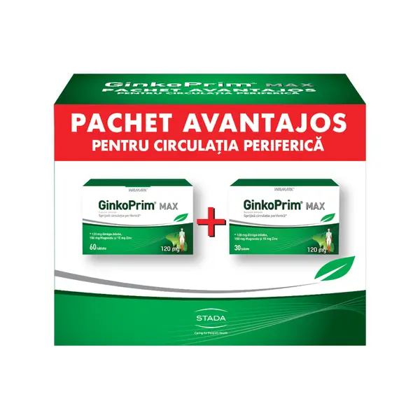 Pachet GinkoPrim Max, 120 mg, 60 + 30 tablete, Walmark