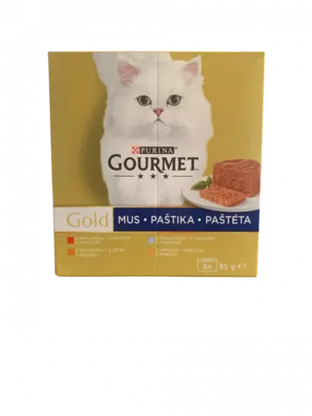 Pachet Gourmet Gold Pate cu vita, pui, curcan ton 8 buc x 85 gr