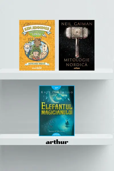 Pachet lecturi pentru 11 ani (Mitologie nordică, Mitologia greacă, Elefantul magicianului) - Neil Gaiman, Kate DiCamillo...