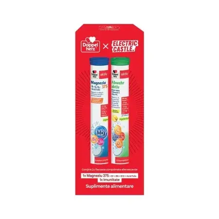 Pachet Magneziu 375 + B1 + B6 + B12 & Imunitate, Doppelherz, 30 comprimate efervescente