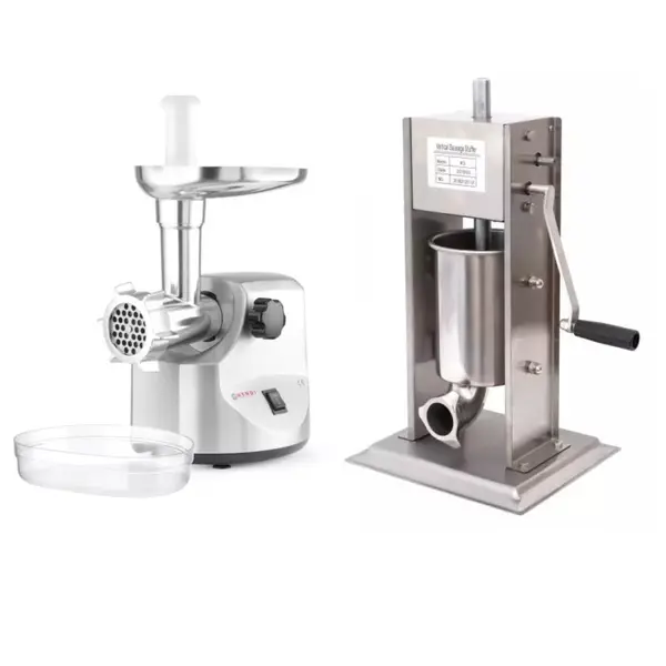 Pachet Masina de tocat carne, 400W, 100-300 Kg/h, HENDI 198 + Masina de Umplut Carnati Inox, Profesional, Profi Line, 3 Kg, 4 Palnii Inox