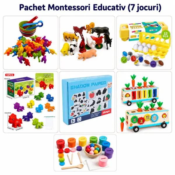 Pachet Montessori Educativ - Sortare, Potrivire si Numarat (7 jocuri)