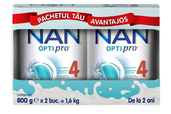 Pachet Nan 4 Optipro +2 ani, 2 x 800g, Nestle