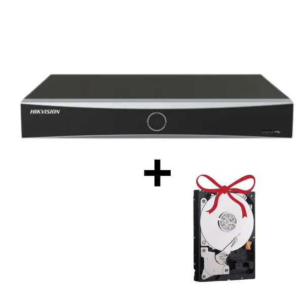 Pachet NVR Hikvision 4K, 8 canale, 8 porturi PoE, max. 12MP + HDD GRATUIT