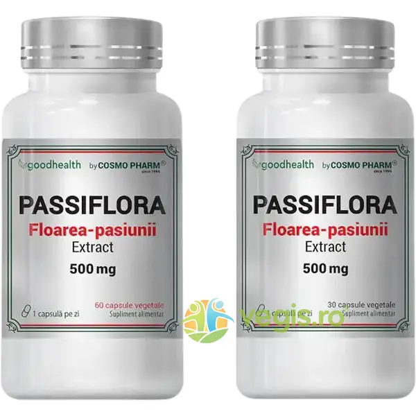 Pachet Passiflora (Floarea Pasiunii) Extract 500mg 60cps + 30cps