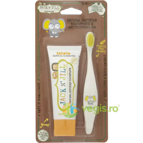 Pachet Pasta de Dinti cu Banane 50g + Periuta Ellie pentru Copii