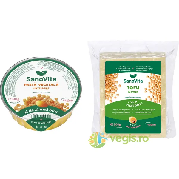 Pachet Pasta Vegetala Tartinabila din Linte Rosie 100g + Tofu Natur Sterilizat 200g