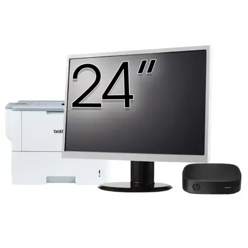 Pachet PC refurbished HP T430 Thin Client, Intel Celeron N4000 1.10-2.60GHz, 2GB DDR4, 16GB SSD + Monitor 24" & Imprimanta Brother HL-L6300DW