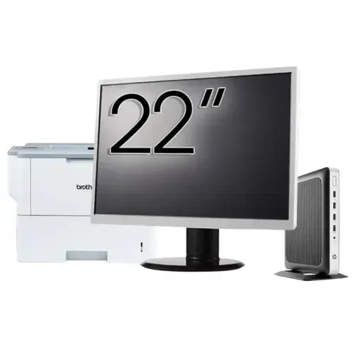 Pachet PC refurbished HP T630 Thin Client, AMD GX-420GI 2.00GHz, 8GB DDR4, 32GB SSD Flash + Monitor 22" & Imprimanta Brother HL-L6300DW