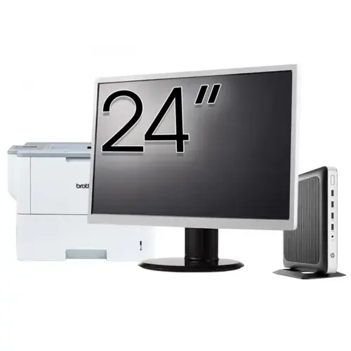 Pachet PC refurbished HP T630 Thin Client, AMD GX-420GI 2.00GHz, 8GB DDR4, 128GB SSD + Monitor 24" & Imprimanta Brother HL-L6300DW