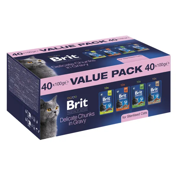 Pachet pentru pisici Brit Premium Value Pack Sterilised 40 buc x 100 gr