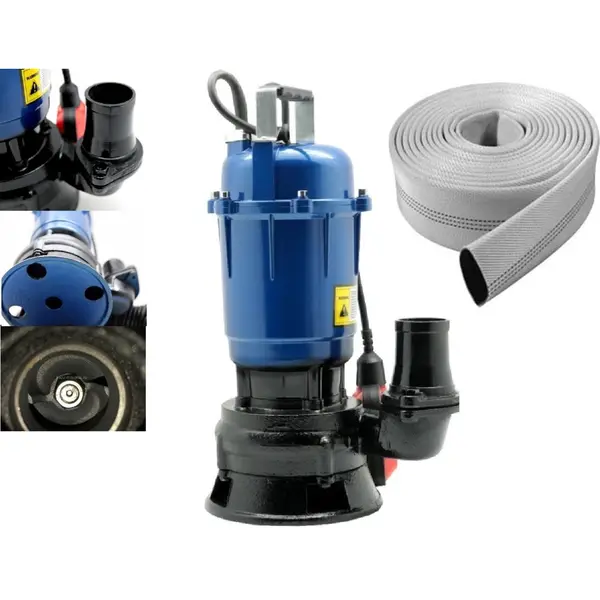 Pachet Pompa Apa Murdara si Canalizare cu Plutitor IBO MAGNUM 4500, 1500 W, 500 l/min, H Refulare 20 m + Furtun 20 m