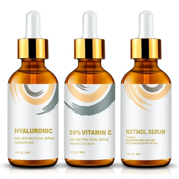 Pachet Premium Ser facial x 3, Acid Hialuronic, Vitamina C, Retinol, Envisha Sevich