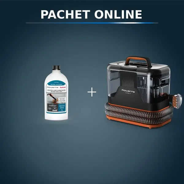 Pachet PROMO Aspirator tapiterie Rowenta Clean IT IN5011F0 si Detergent lichid Rowenta XD5310F0 pentru textile si covoare 1 litru
