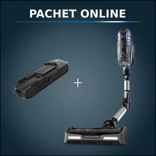 Pachet PROMO Aspirator vertical fara fir Rowenta X-Force Flex 14.6 Aqua RH99C3WO si Baterie Rowenta ZR009702 cu autonomie extinsa