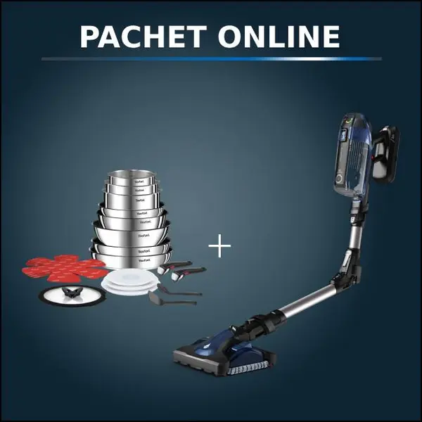 Pachet PROMO Aspirator vertical fara fir Rowenta X-Force Flex 14.6 Aqua RH99C3WO si Set 20 piese Tefal Ingenio Emotion L897SJ04