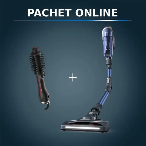 Pachet PROMO Aspirator vertical Rowenta X-Force Flex 8.60 Aqua RH9690WO si Peria rotativă cu aer cald Rowenta Karl Lagerfeld Pro Stylist CF961LF0
