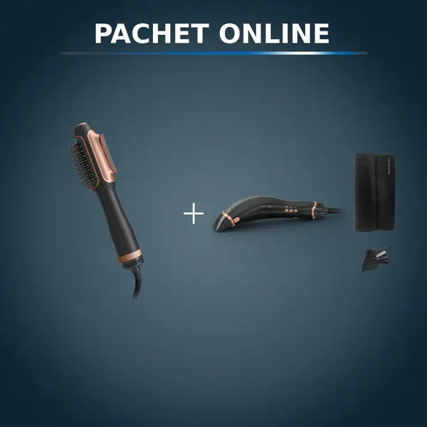 Pachet PROMO Uscător de păr și perie cu aer cald Rowenta Reverso 2 în 1 CF9840F0 & Uscător de păr Rowenta Ultimate Experience Air Motion CF8C20E