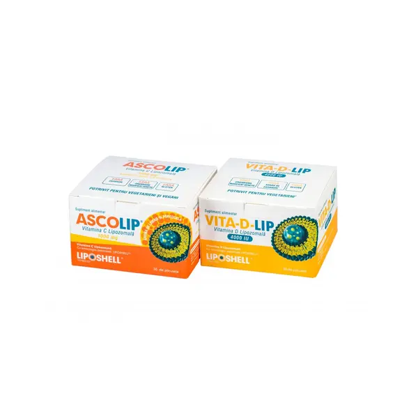 Pachet Promoțional - Vitamina C Lipozomală 1000 mg LIPOSHELL® + Vitamina D Lipozomală 4000 IU LIPOSHELL®