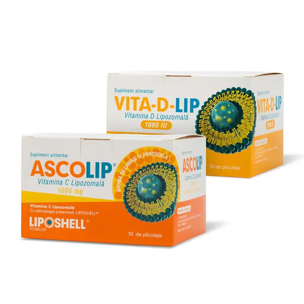 Pachet Promoțional - Vitamina C Lipozomală 1000 mg LIPOSHELL® + Vitamina D Lipozomală 1000 IU LIPOSHELL®