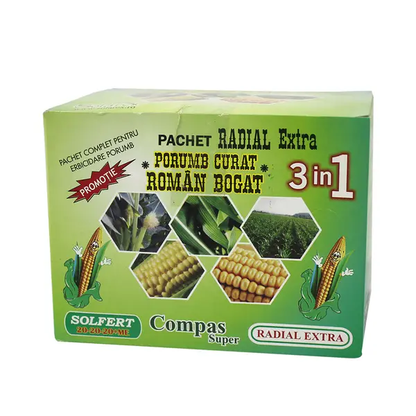 Pachet Radial Porumb curat 10 ari (0,1 Ha) , Solarex, contine erbicid pentru buruieni monocotiledonate si dicotiledonate (Radial Extra+ Compas Super) si ingrasamant foliar (Solar Verde) - Default Title