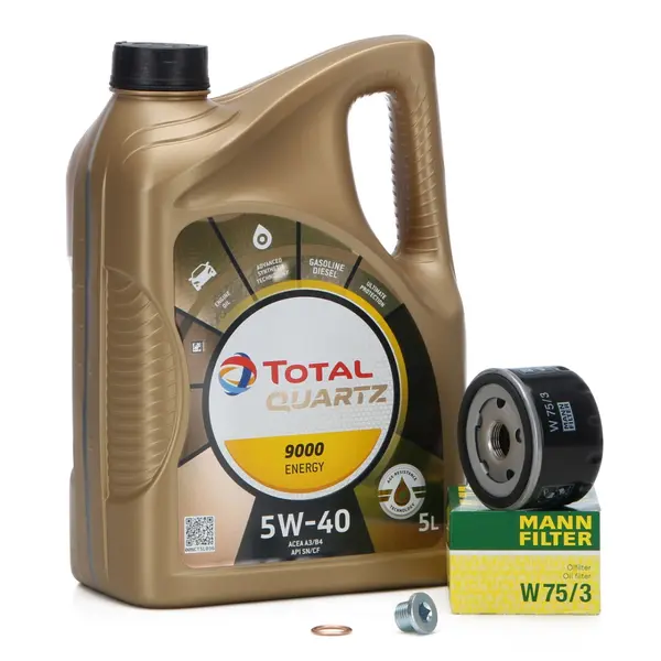 Pachet Revizie Ulei Motor Total Quartz 9000 Energy 5W-40 5L + Filtru Ulei Mann Filter Suzuki Samurai 1998-2004 W75 3 + Buson Golire Baie Ulei Fa1