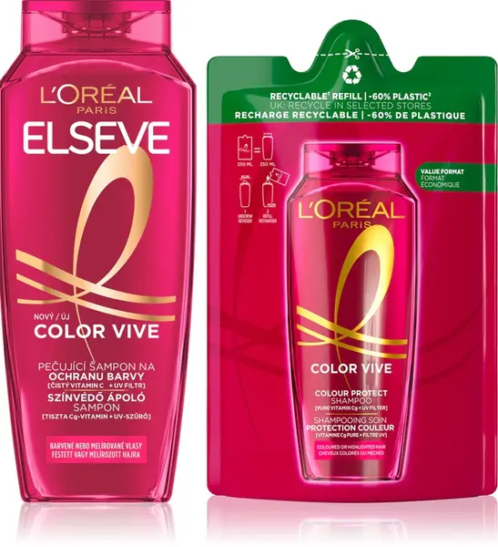 Pachet Sampon Color Vive, 400ml + 250ml, Elseve