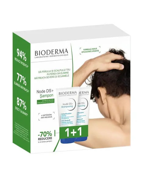 Pachet Sampon tratament Anti-Matreata Node DS+, 2x125 ml, Bioderma