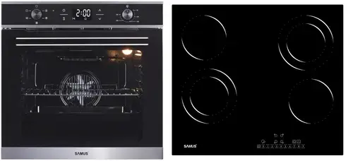 Pachet Samus ONL18 Cuptor incorporabil Samus SC625GDX5, Electric, 75 L, 5 functii + Plita incorporabila Samus PSVE-64BG6, 4 Zone de gatit, Vitroceramica, Touch Control, 9 Trepte, Timer (Negru)