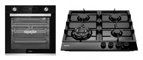 Pachet Samus ONL47 Cuptor incorporabil Samus SCE827GCF, 80 l, 2500 W, 7 Functii, Clasa energetica A, Timer digital, Grill electric, Ventilator, Curatare catalitica (Negru)