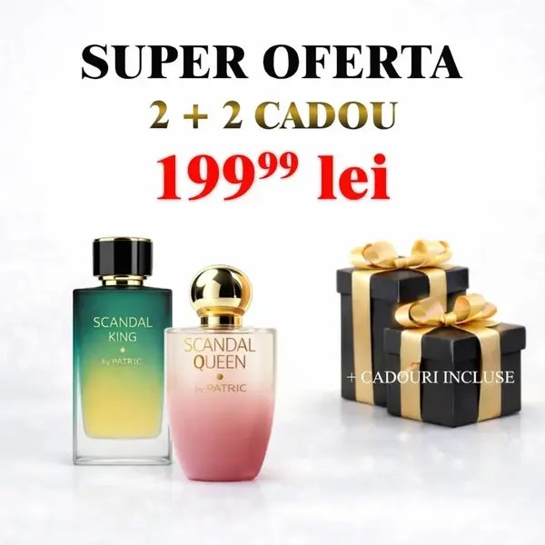 Pachet Scandal King + Scandal Queen + 2 parfumuri cadou