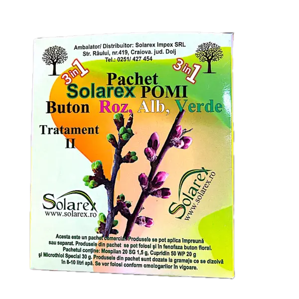 Pachet stropirea 2 (buton roz, alb, verde), pentru pomi pentru 10 L apa, Solarex, (contine Mospilan, Cupridin, Microthiol Special) - Default Title