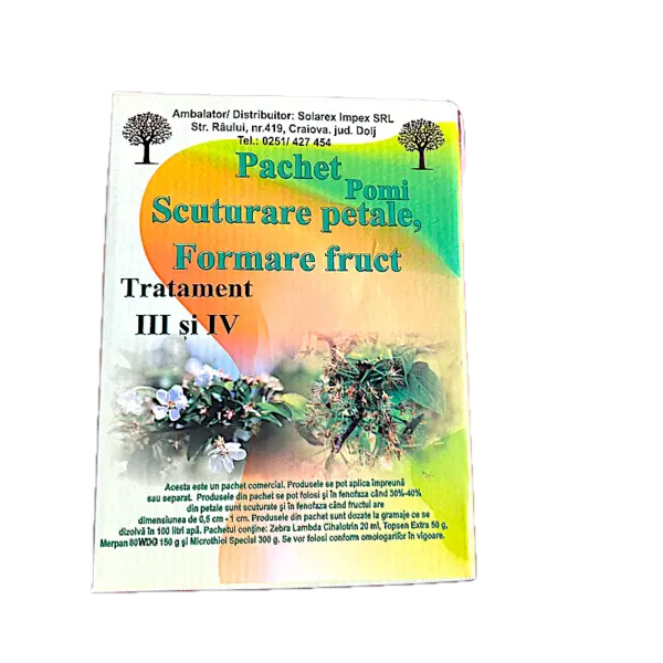 Pachet stropirea 3/4 pentru pomi pentru 100 L apa, Solarex, (contine Zebra, Microthiol Special, Topsen Extra, Captadin) - Default Title