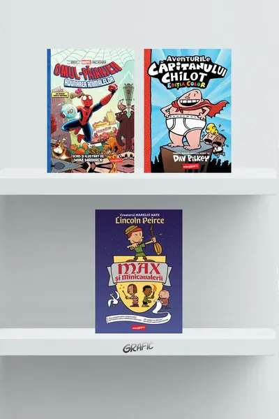 Pachet supereroi miniGrafic (Căpitanul Chilot, Omul Păianjen, Max și minicavalerii) - Dav Pilkey