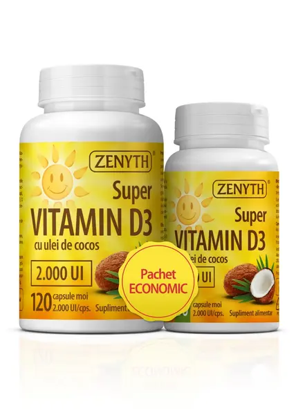 Pachet Supervitamina D3 , 120 capsule + 30 capsule, Zenyth