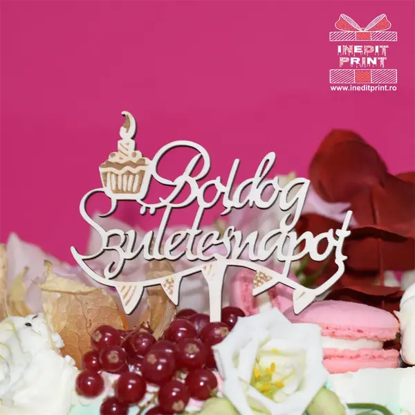 Pachet Topper Boldog Szuletesnapot TC9 Argintiu, 15x15cm, 200 bucați