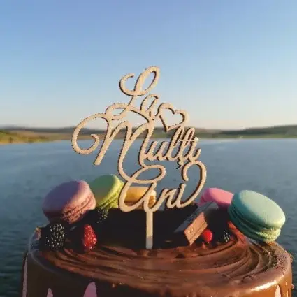 Pachet Topper Tort La multi ani TC381 Auriu, 10x10cm, 100 bucați