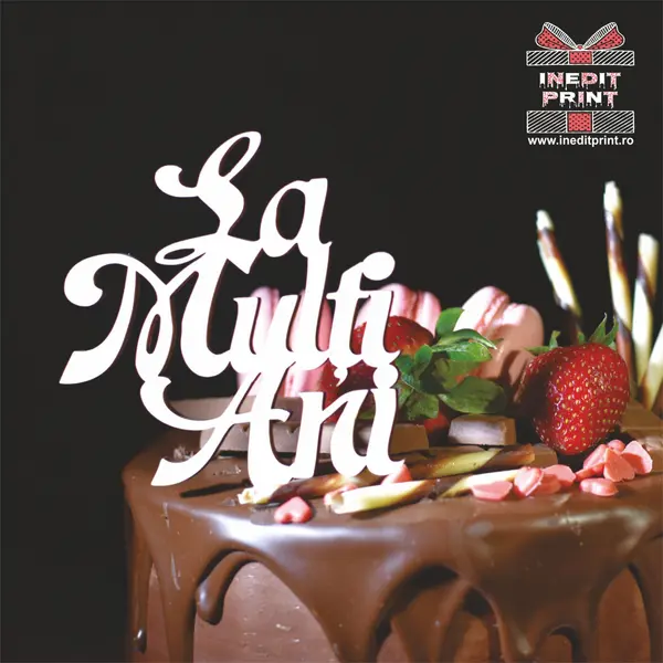Pachet Topper Tort La multi ani TC56 Roșu, 8x8cm, 100 bucați