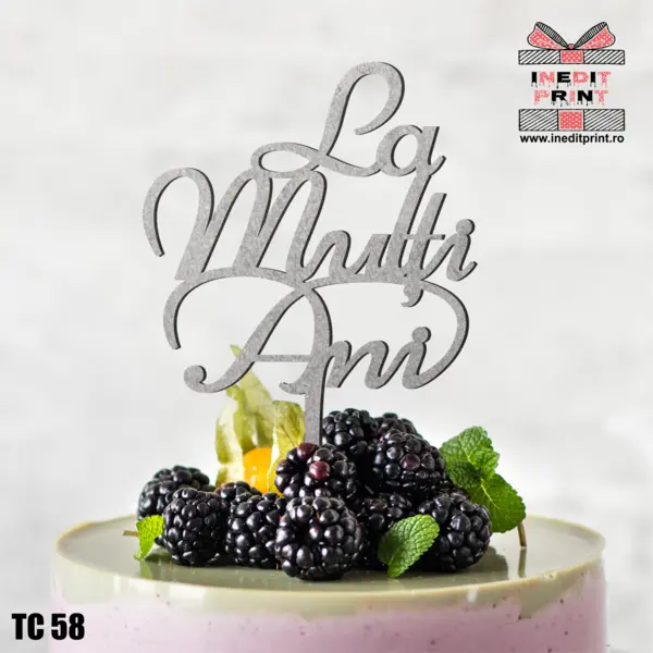 Pachet Topper Tort La multi ani TC58 Alb, 8x8cm, 5 bucați