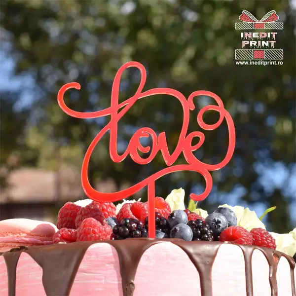 Pachet Topper Tort Love TC119 Alb, 15x15cm, 100 bucați