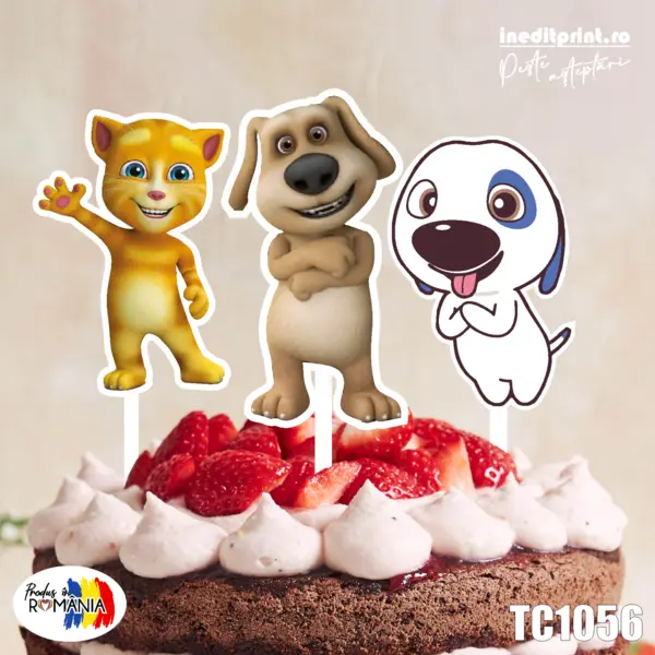 Pachet toppere tort UV My Talking Tom TC1056 1 Set, Plexiglass alb