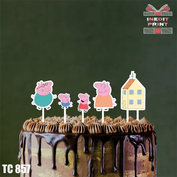 Pachet toppere tort UV Peppa Pig TC857 Plexiglass alb
