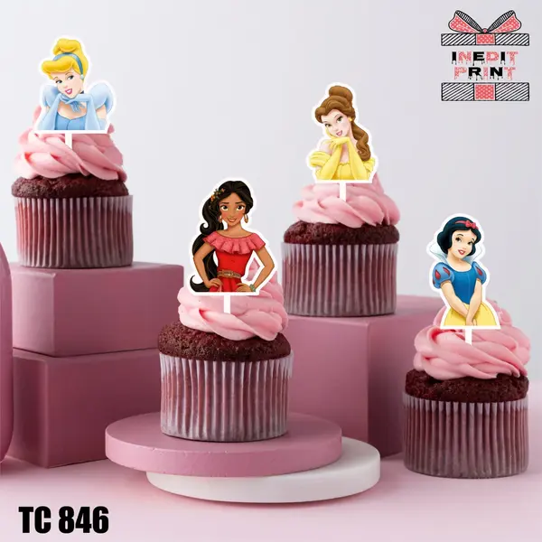 Pachet toppere tort UV Printese Disney TC846 Plexiglass alb