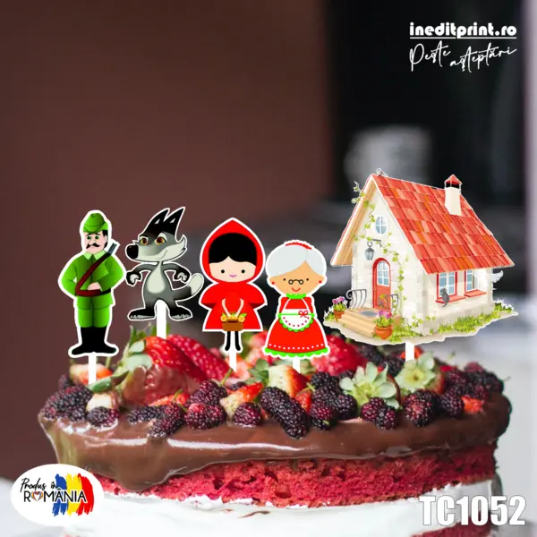 Pachet toppere tort UV Scufita Rosie TC1052 1 Set, MDF