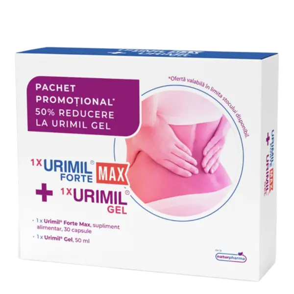 Pachet Urimil Forte Max, 30 capsule si Gel Urimil 50 ml, NaturPharma