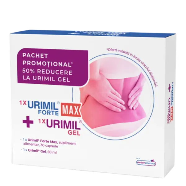 Pachet Urimil Forte Max 30 capsule + Urimil gel 50 ml, NaturPharma