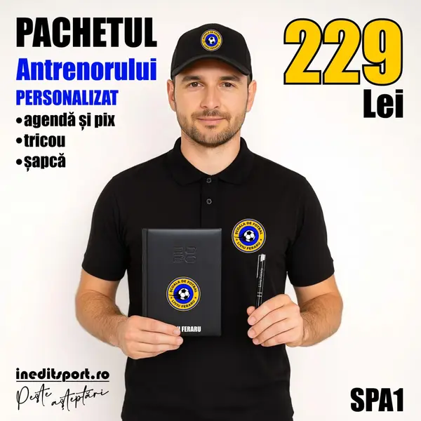PACHETUL Antrenorului personalizat - SPA1 M, Tricou polo negru
