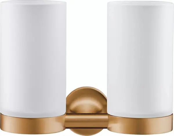 Pahar baie Duravit Starck T 0099480400, montare pe perete, dublu, sticla/metal, Bronz mat