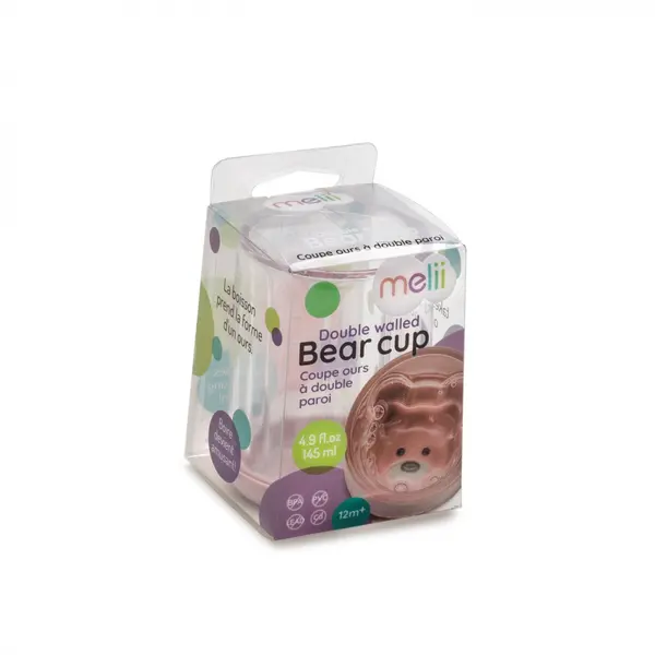 Pahar Copii Design Interior Urs, 145 Ml, Melii, Roz