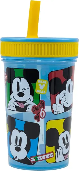 Pahar cu pai Stor Mickey Mouse - Fun-Tastic, 465 ml